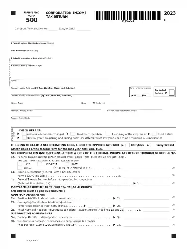 2023 Business Income Tax Forms and Instructions Preview on Page 1