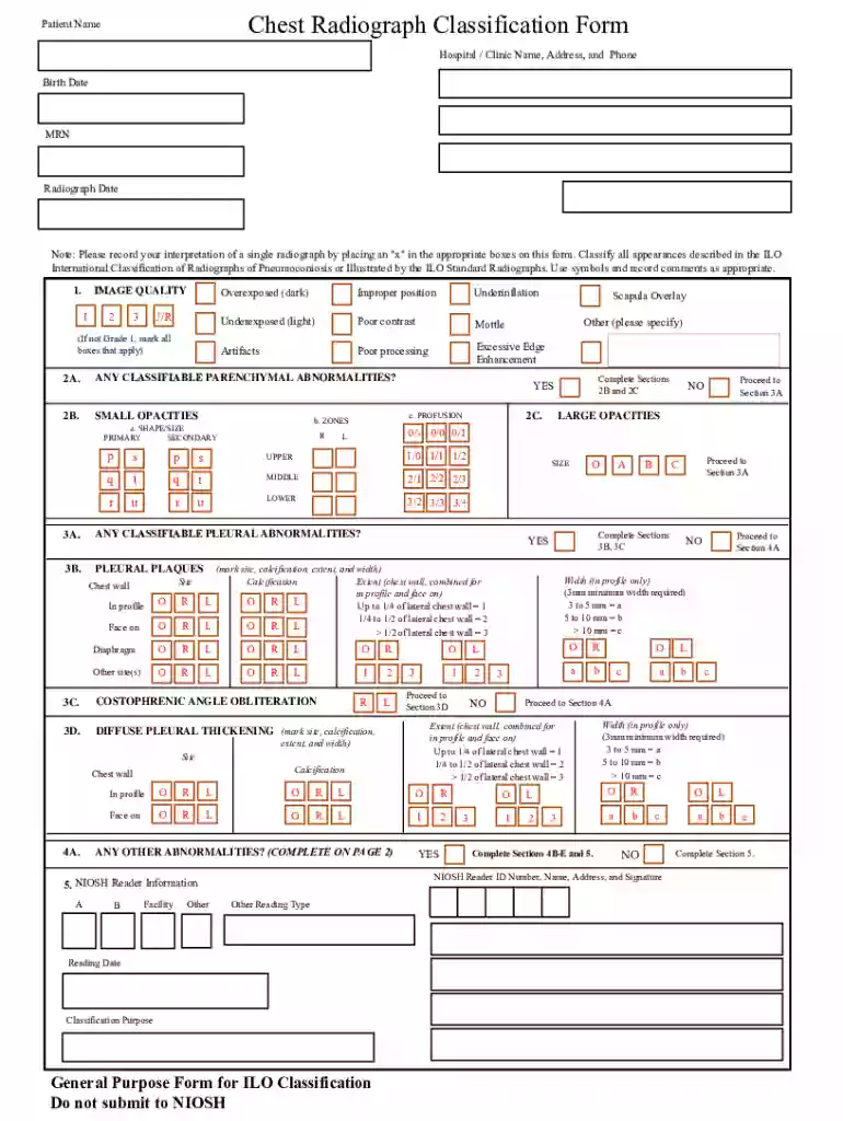 General Purpose Chest Radiograph Classification Form General Purpose Chest Radiograph Classification Preview on Page 1