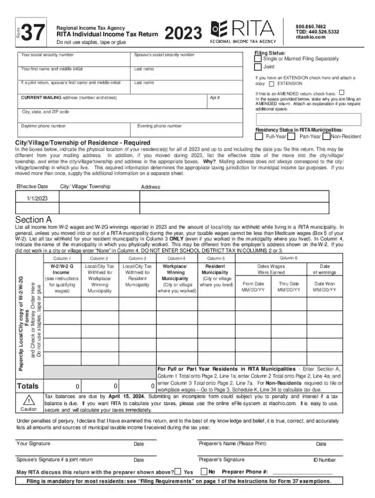 rita income tax Preview on Page 1