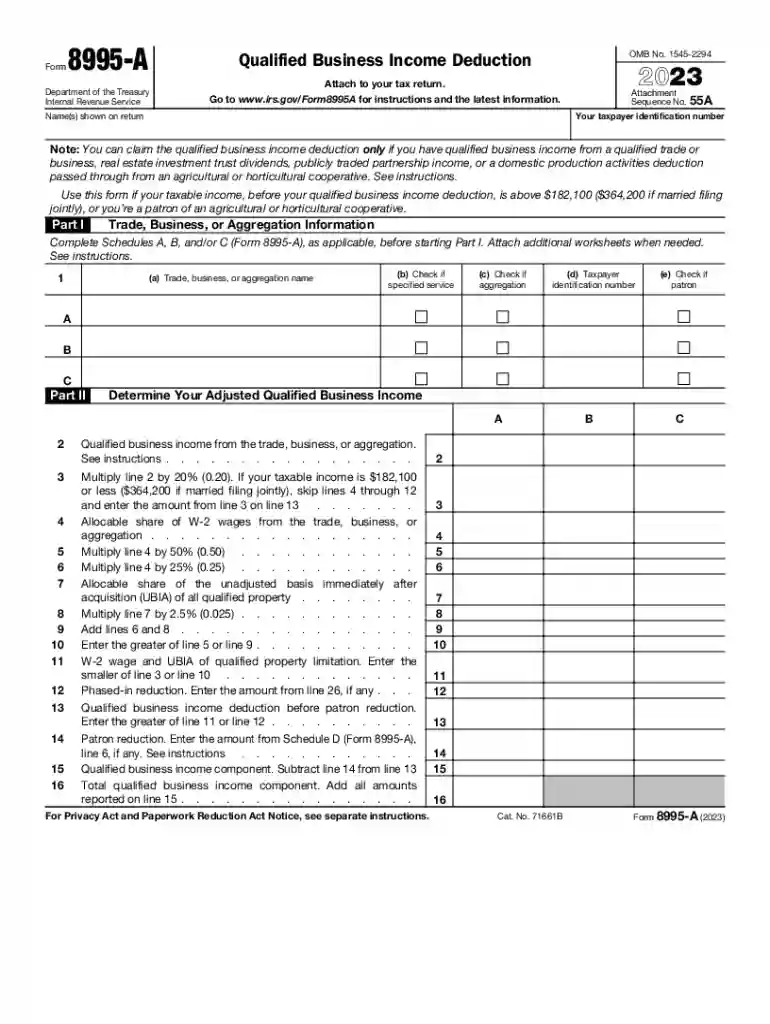 2023 form 8995 Preview on Page 1