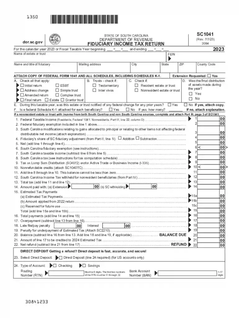 south carolina fiduciary income tax return Preview on Page 1
