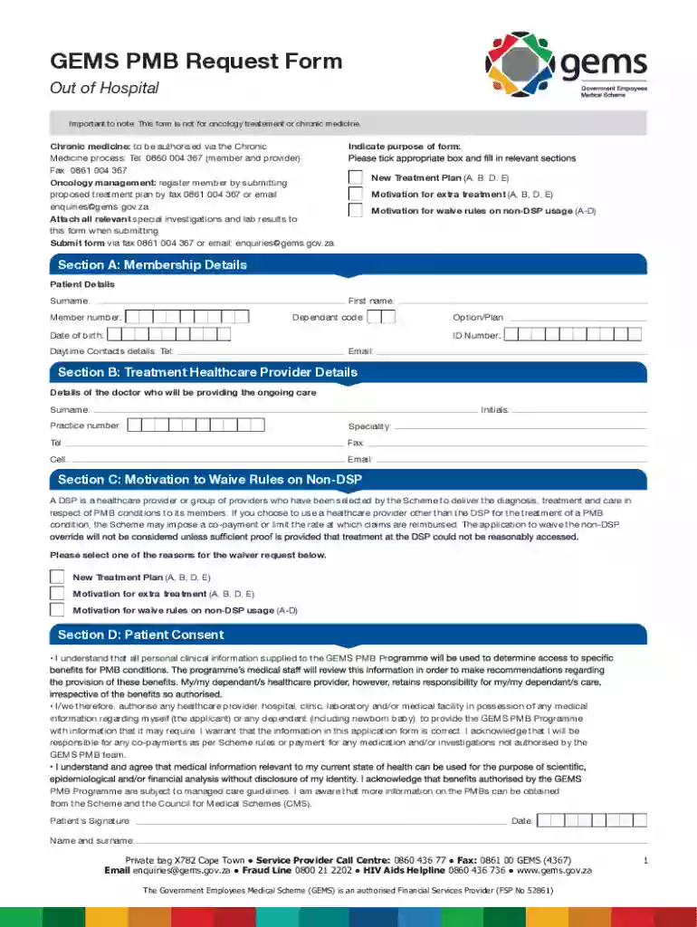 gems pmb request form Preview on Page 1