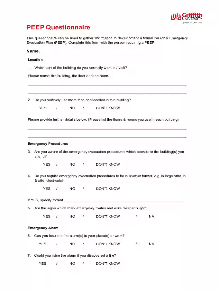 Peep Template Form - Fill Out and Sign Printable PDF Preview on Page 1