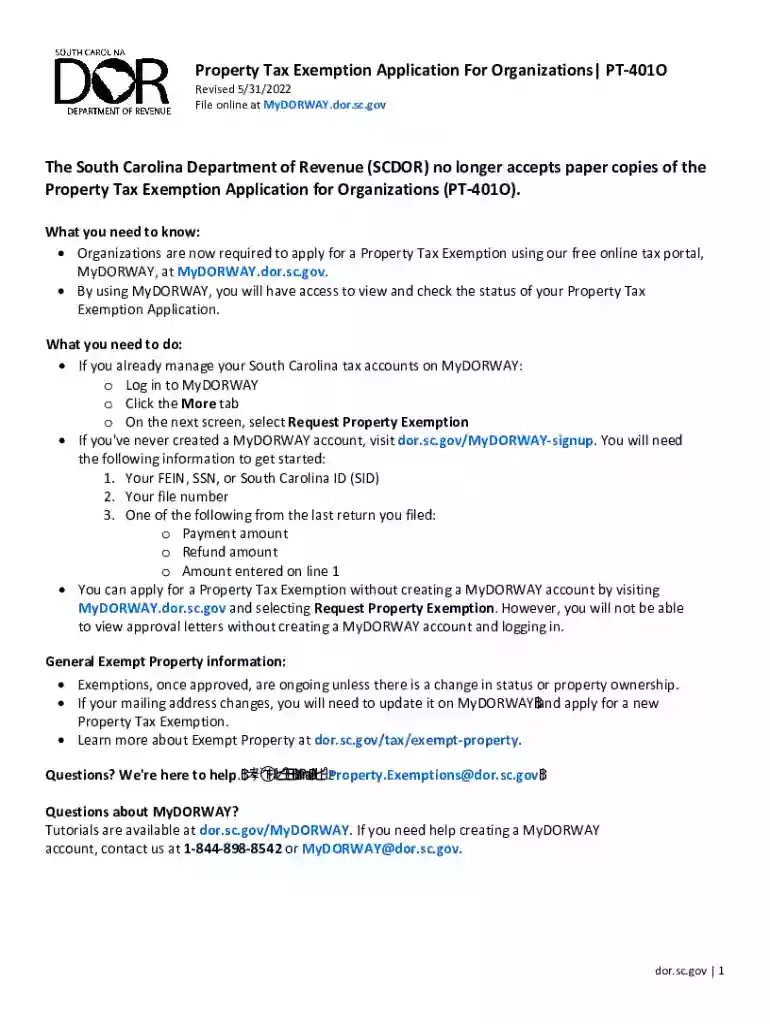 sc dor property tax exemption Preview on Page 1