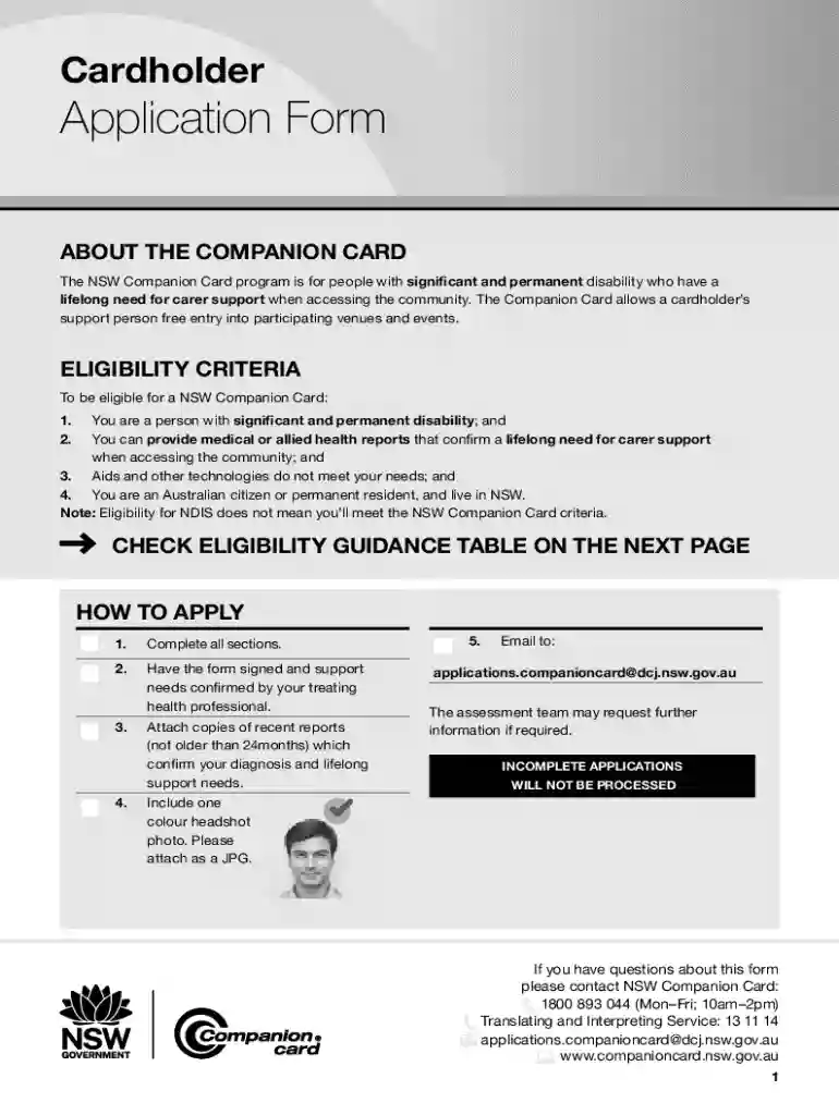 Companion Card Nsw Form - Fill Out and Sign Printable Preview on Page 1