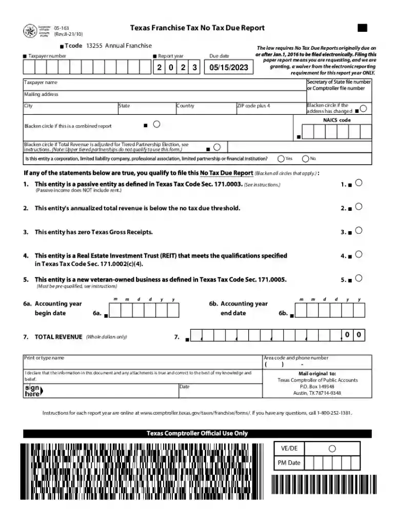 no tax due report texas Preview on Page 1