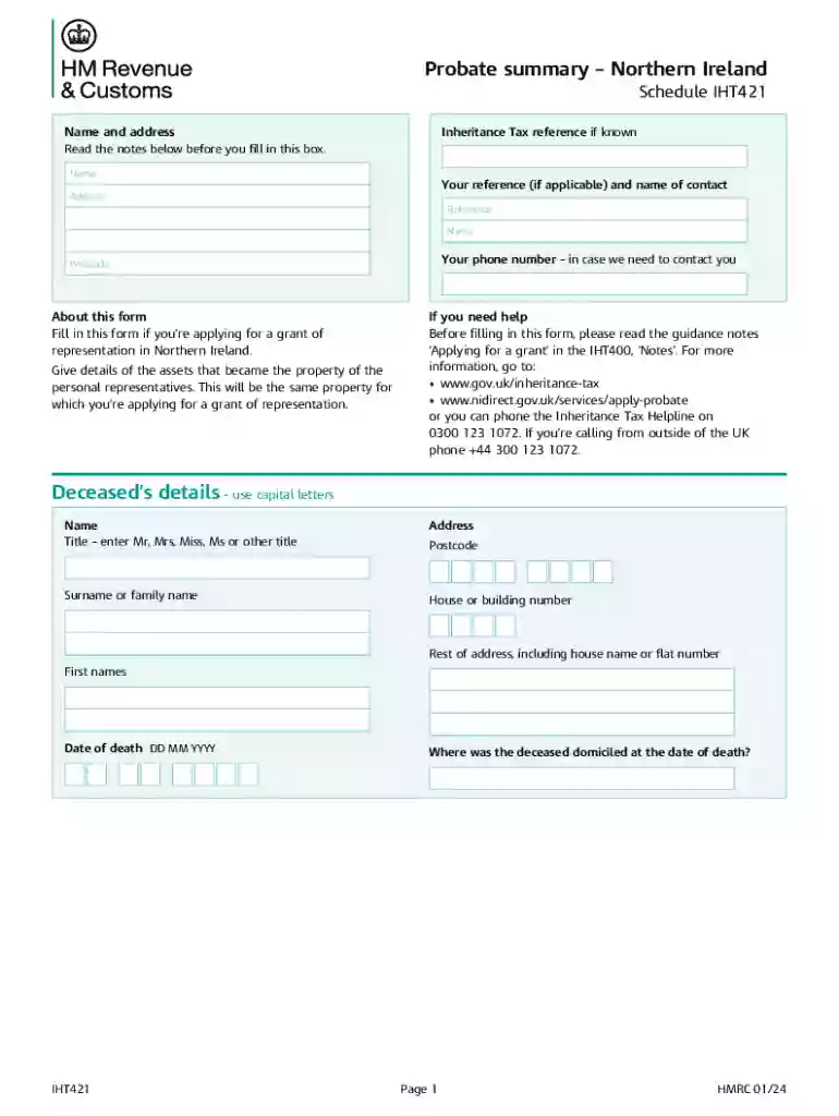 iht421 form download Preview on Page 1