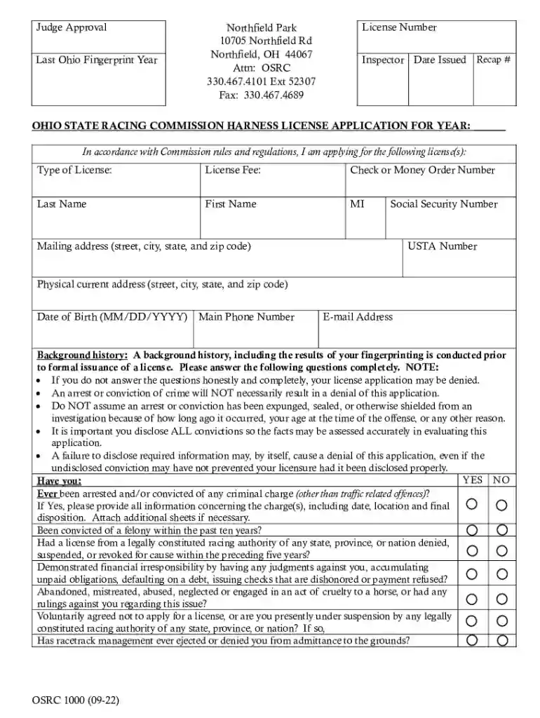 ohio state racing commission license Preview on Page 1
