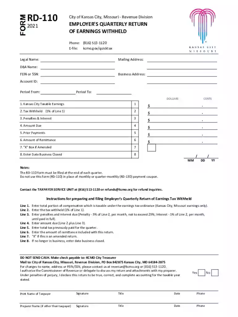 rd 110 form Preview on Page 1