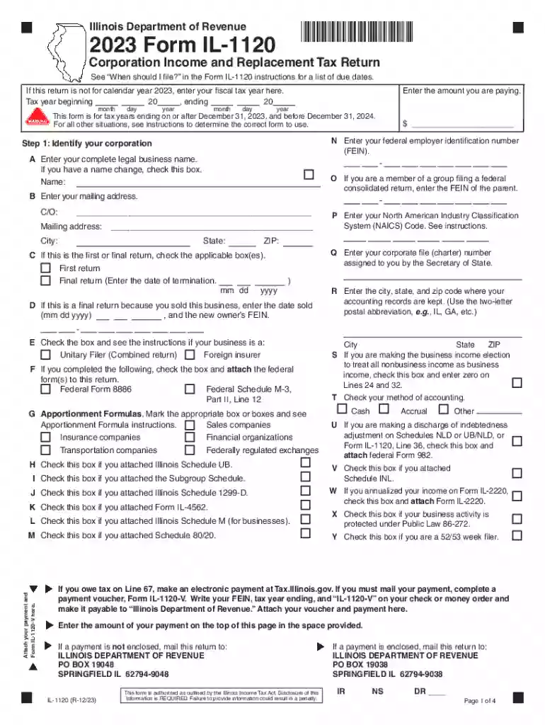 illinois form il 1120 Preview on Page 1