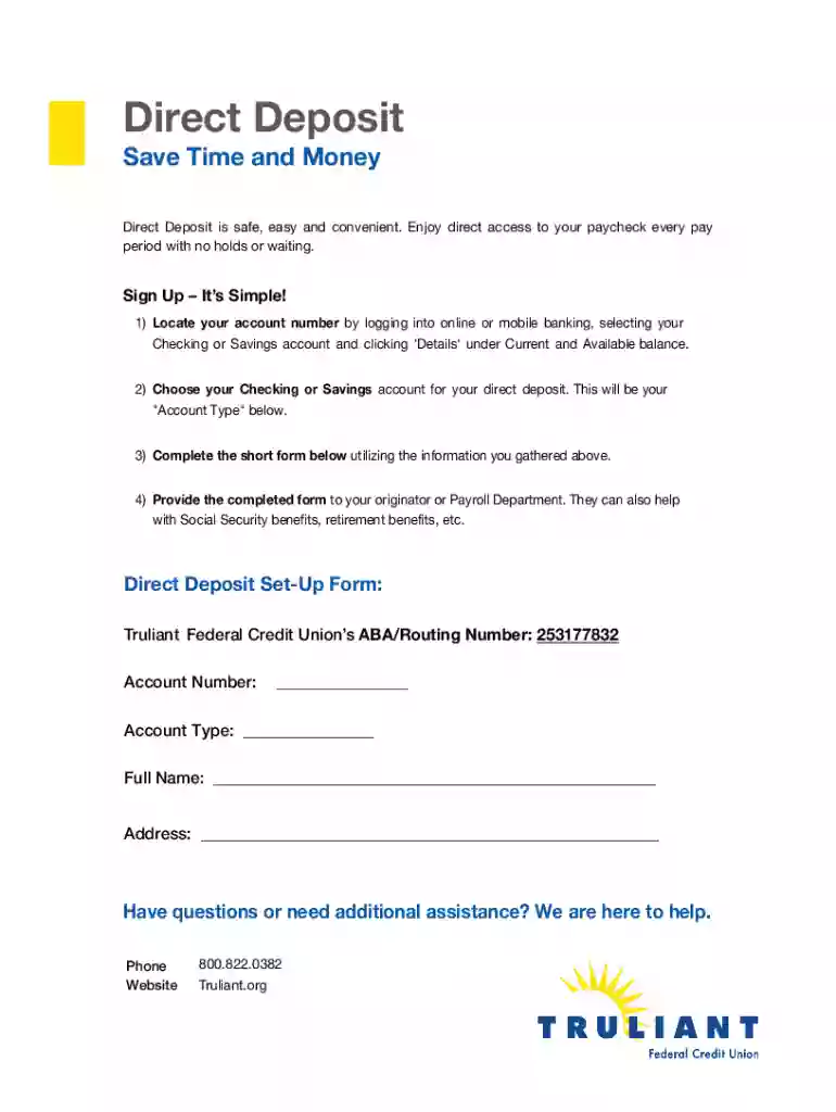 truliant direct deposit form Preview on Page 1