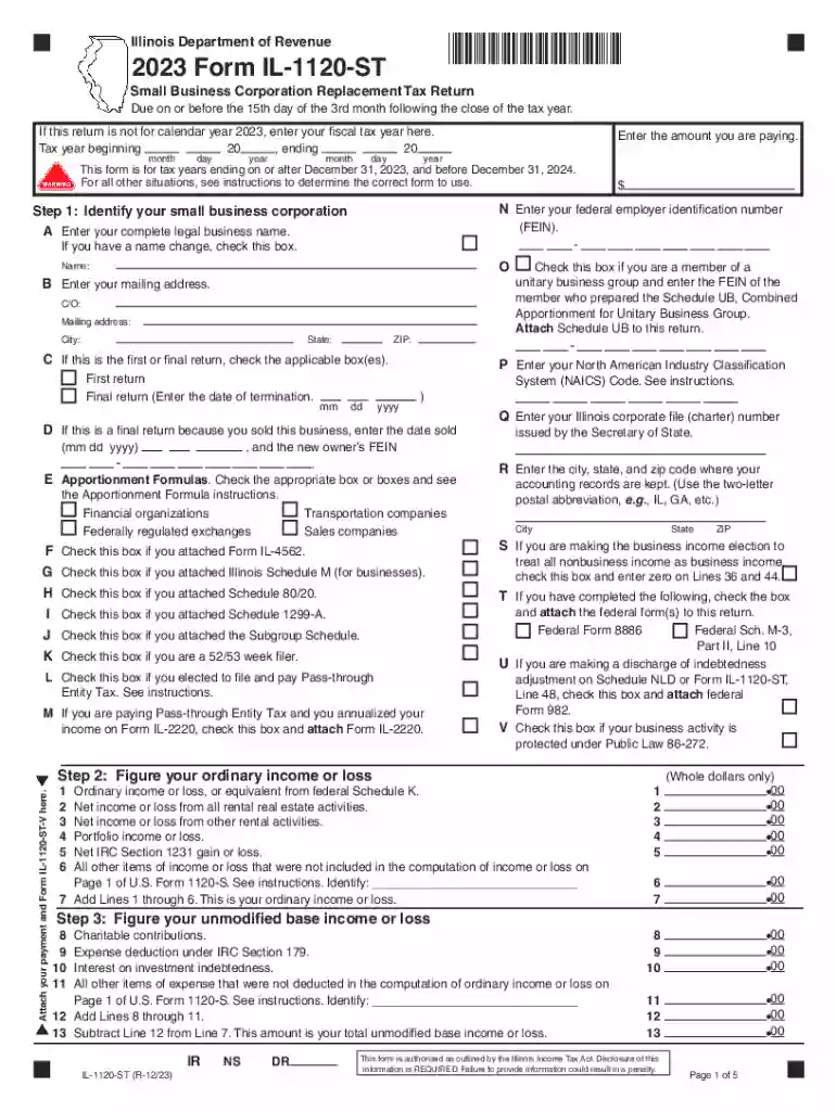 2023 form il 1120 st Preview on Page 1