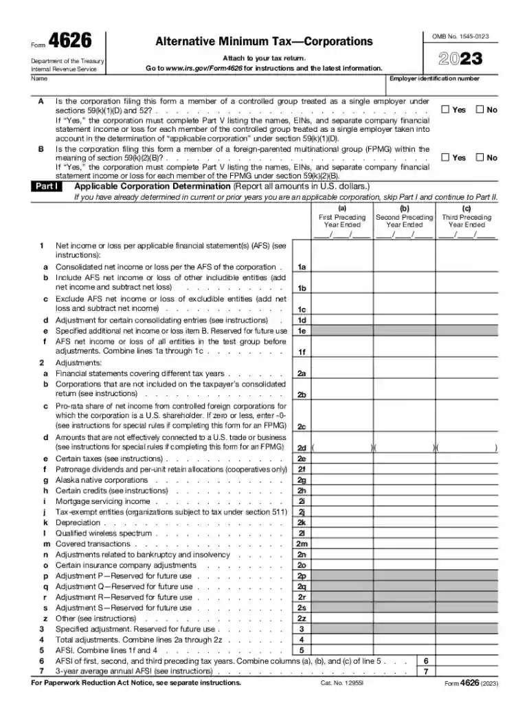 form 4626 Preview on Page 1