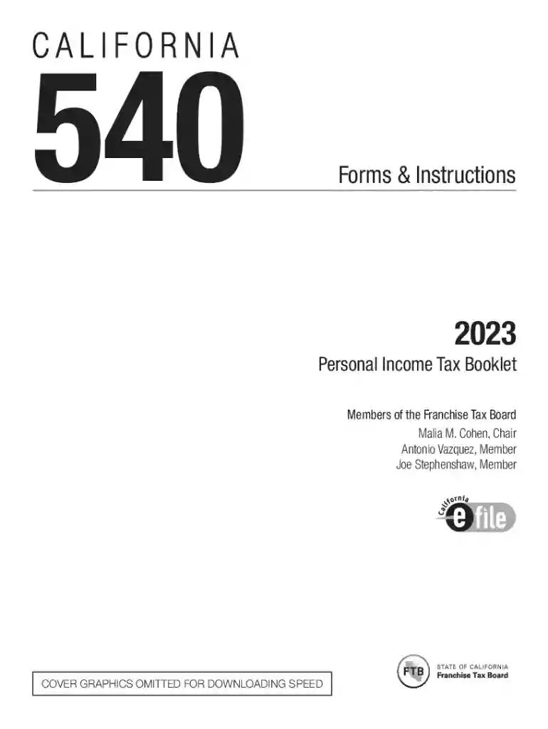California Form 540 Booklet (Personal Income Tax Booklet Preview on Page 1