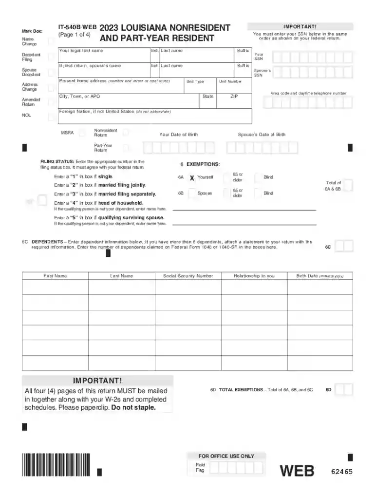 Filing StatusLine 5 - Louisiana Department of Revenue Preview on Page 1