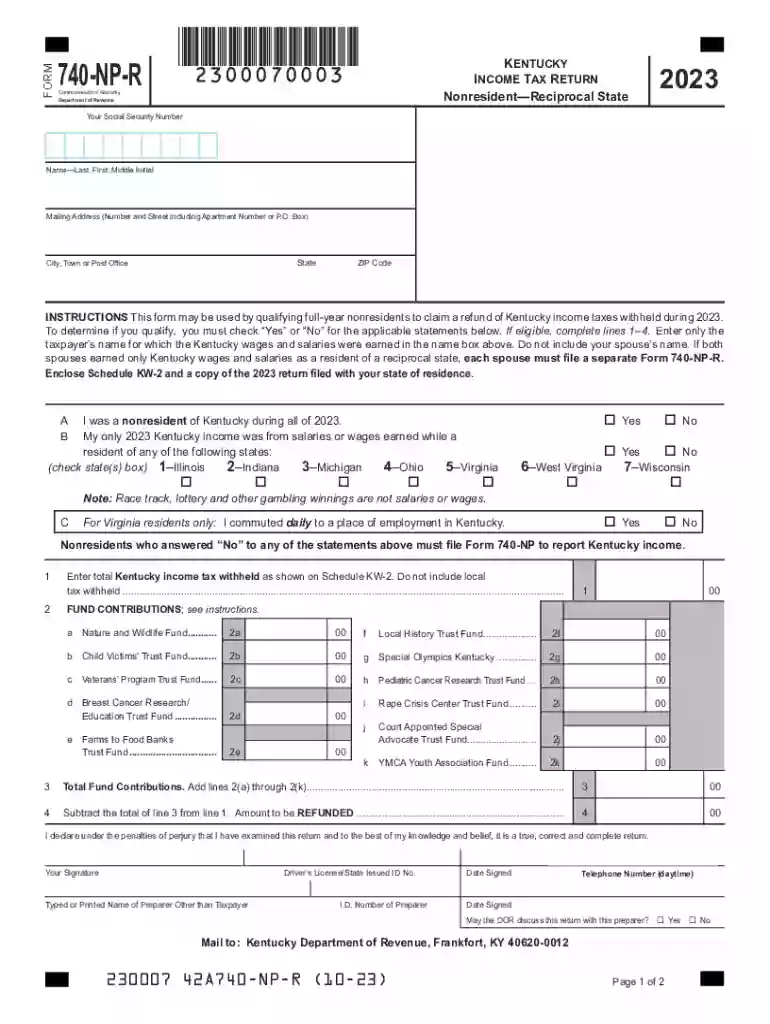 2023 kentucky 740 tax form Preview on Page 1
