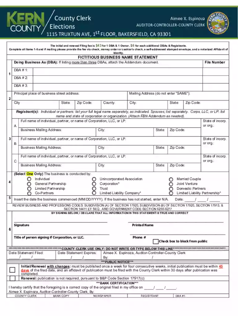 california fictitious business name statement Preview on Page 1