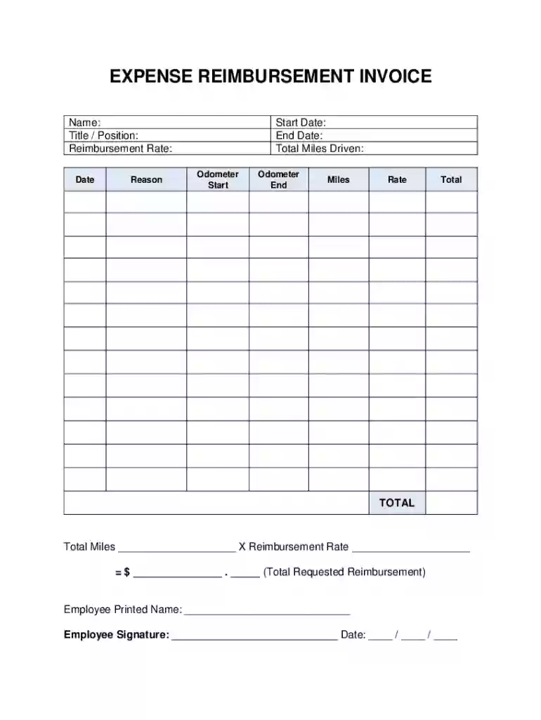 Mileage Reimbursement Invoice Template - Invoice Maker Preview on Page 1