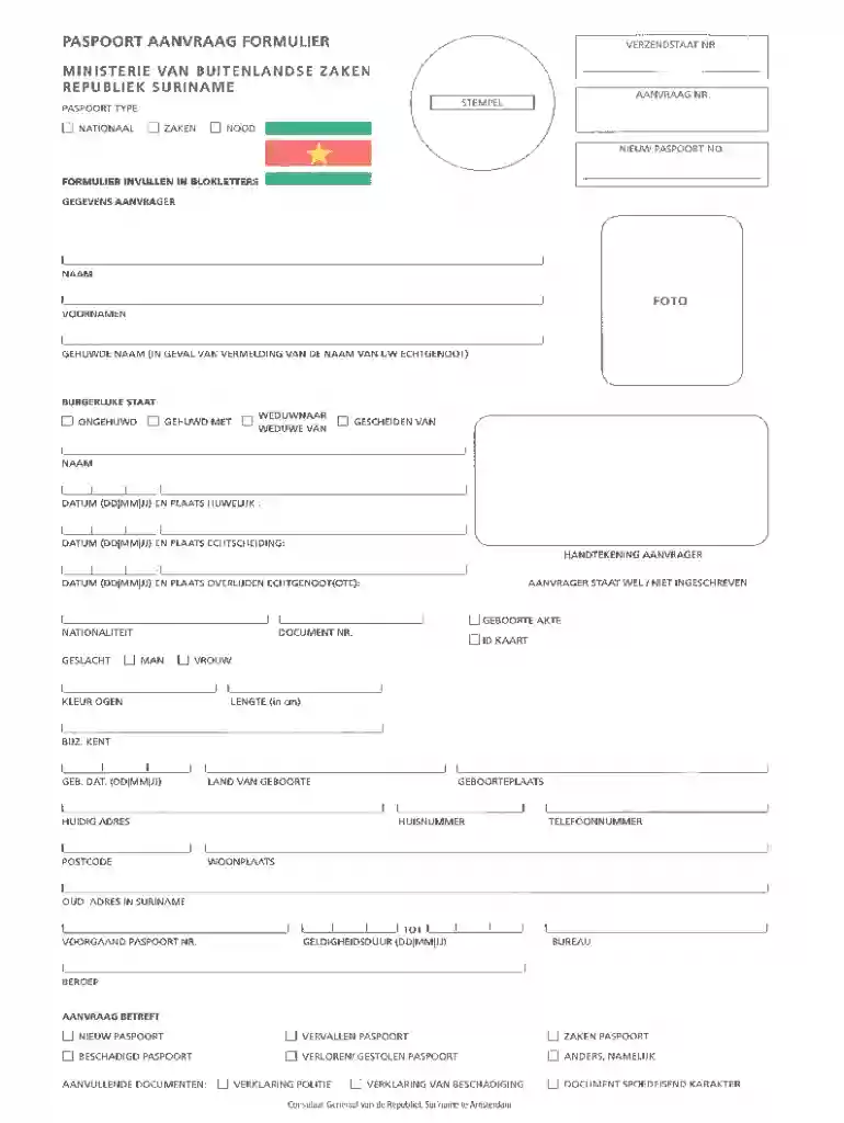 Paspoort of ID-kaart aanvragen als u in Suriname woont Preview on Page 1
