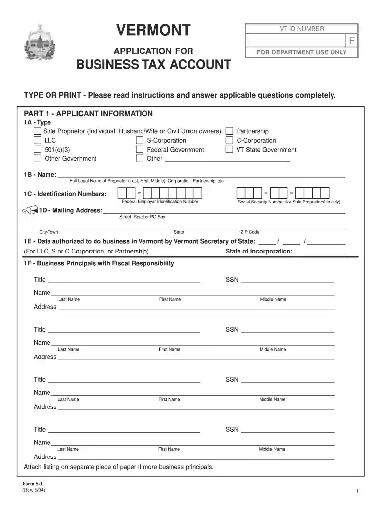 vermont business tax 2004 form Preview on Page 1