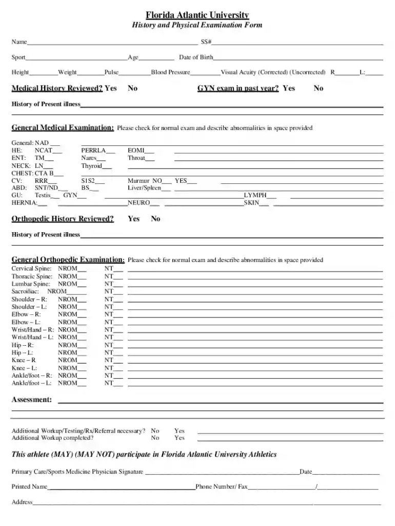 MEDICAL HISTORY AND EXAMINATION Preview on Page 1