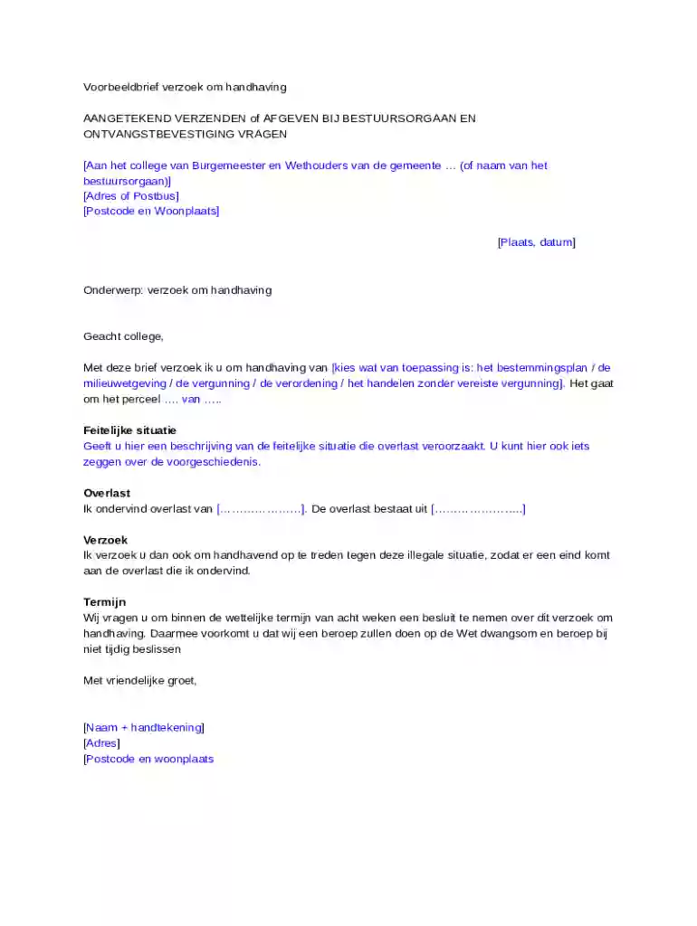 Verzoek om handhaving Preview on Page 1