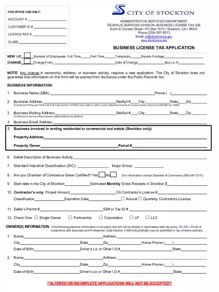 BUSINESS LICENSE TAX APPLICATIONLPLLC Preview on Page 1