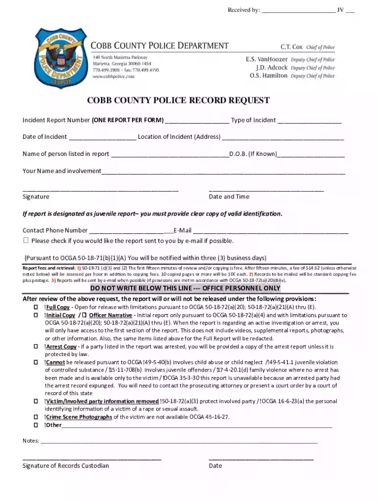 Reports and Records Request - Police Department Preview on Page 1