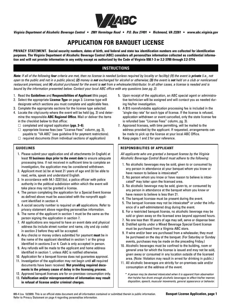 banquet license 2009 form Preview on Page 1