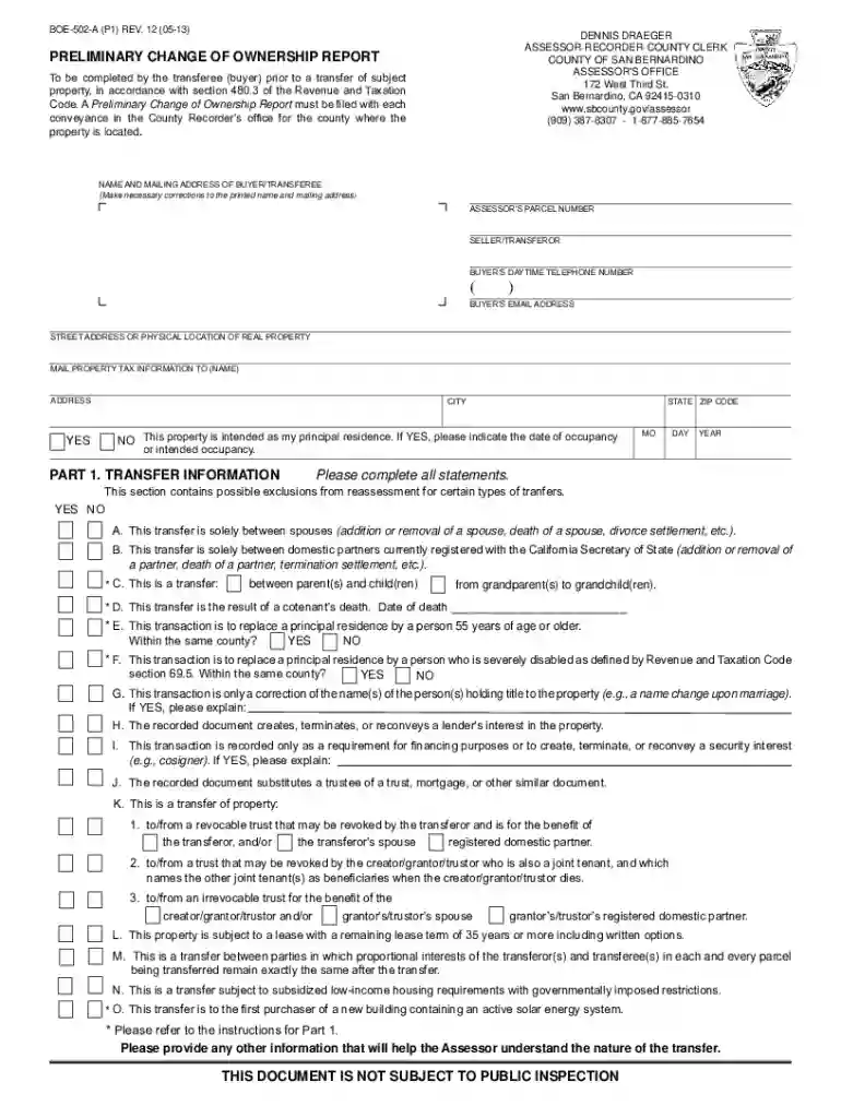 Preliminary-Change-of-Ownership-San-Bernardino Preview on Page 1