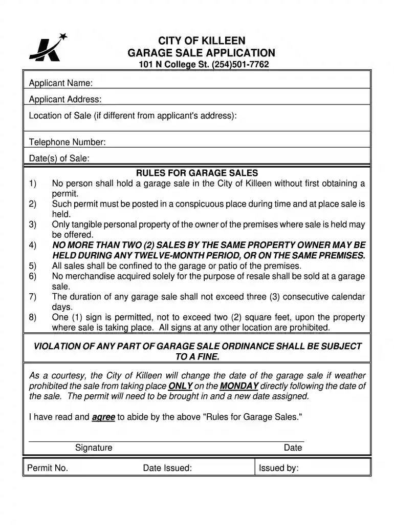 killeen garage sale permit Preview on Page 1