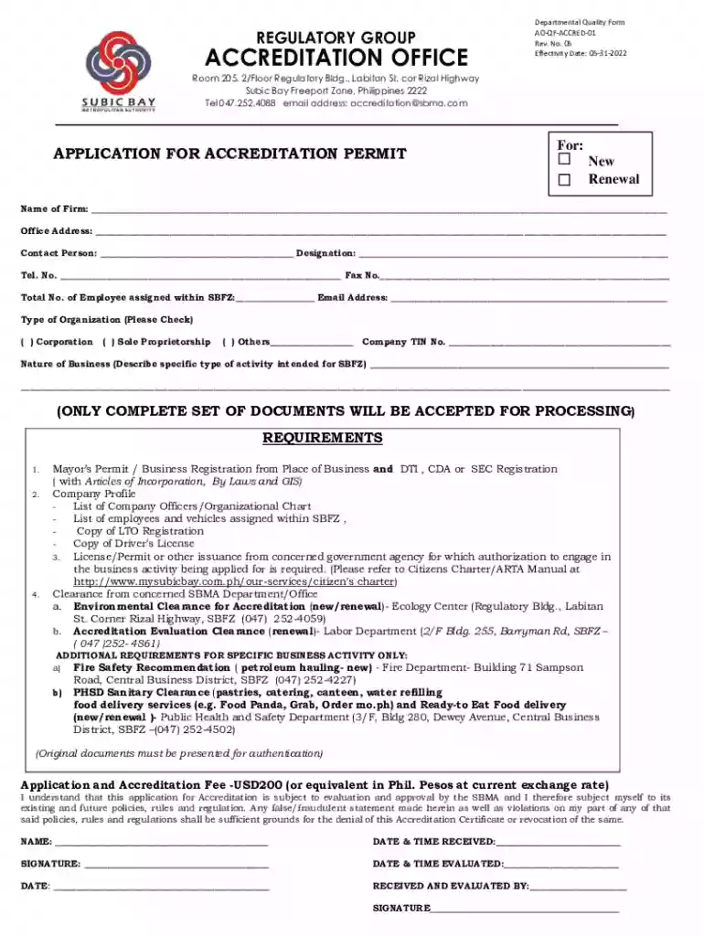 subic accreditation permit Preview on Page 1