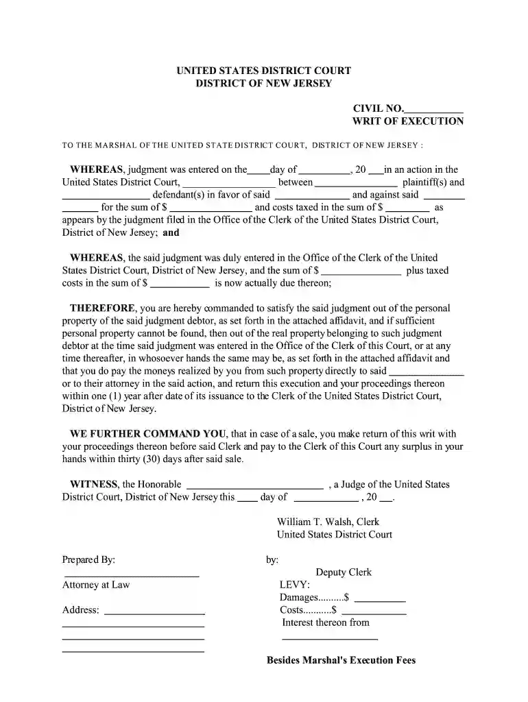 nj writ execution Preview on Page 1