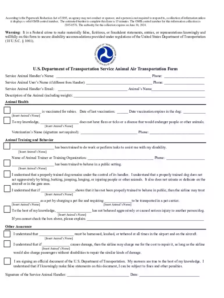 tsa service dog form Preview on Page 1