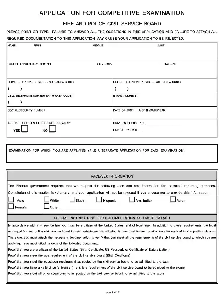competitive exam form Preview on Page 1