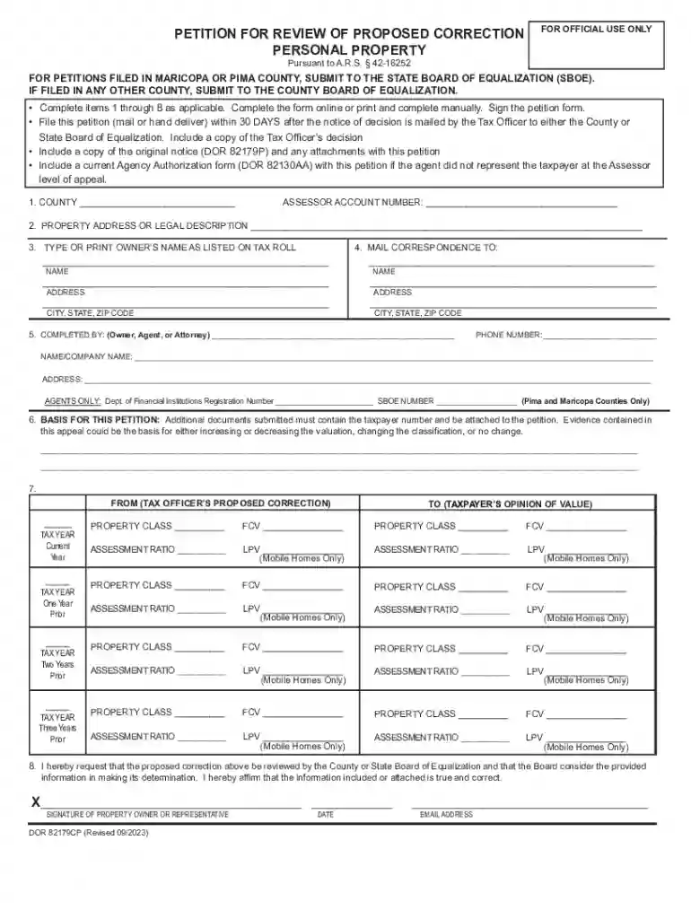 Petition for Review of Proposed Correction Preview on Page 1
