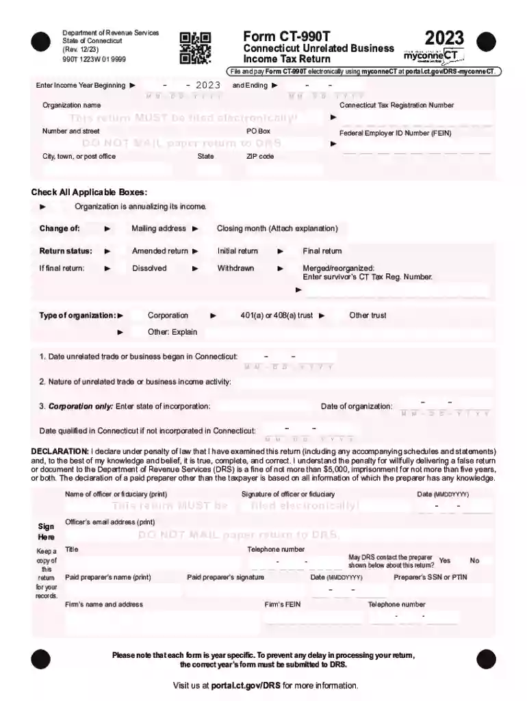 Unrelated Business Income Tax Information Preview on Page 1