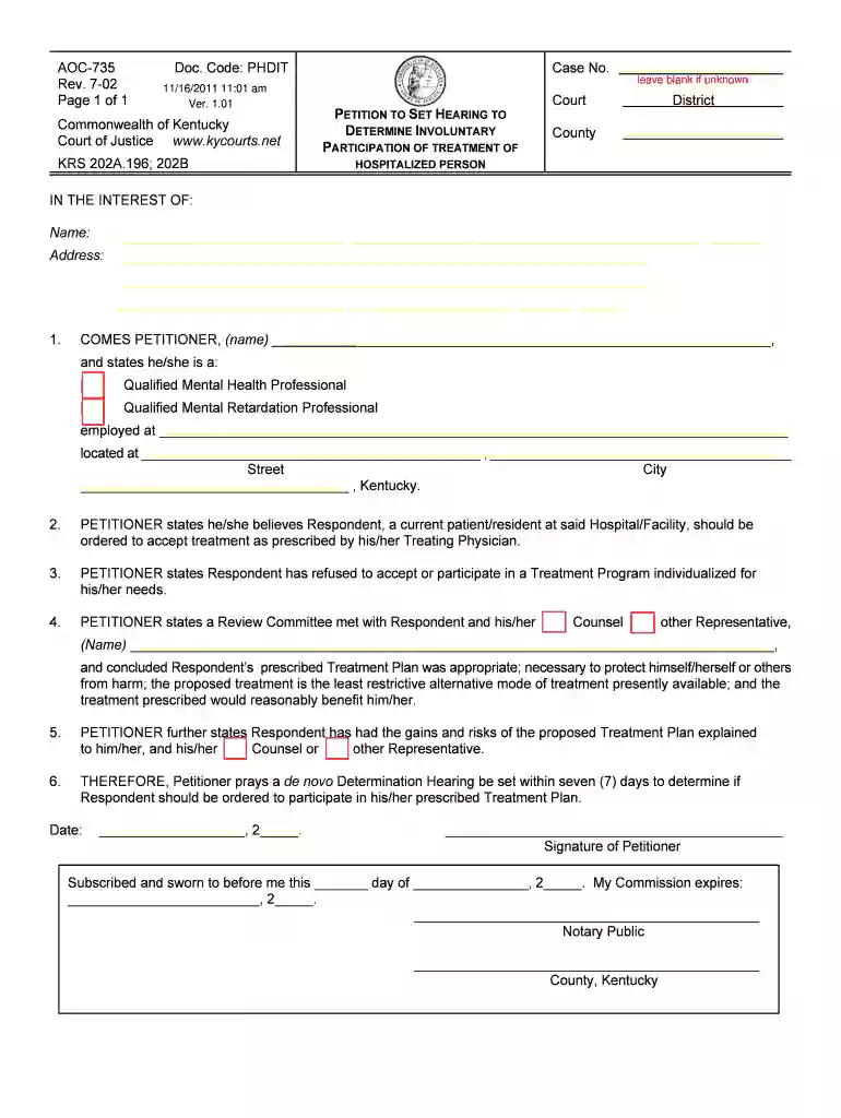 ky involuntary form Preview on Page 1