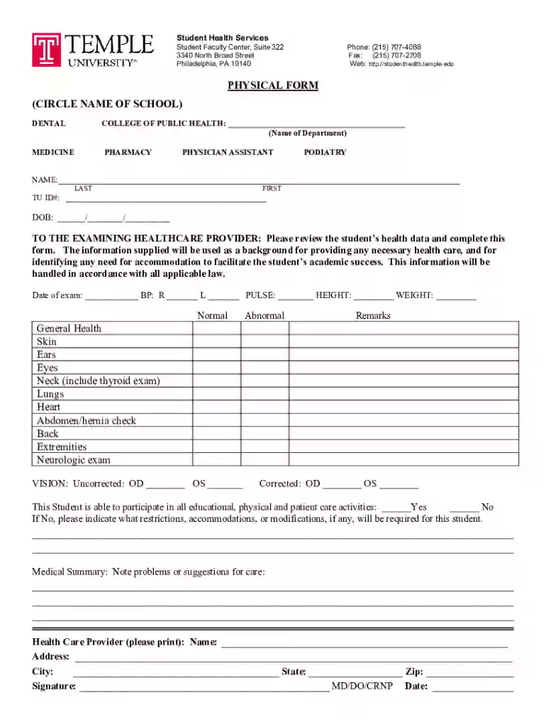 Temple University Student Health Services: Philadelphia, PA Preview on Page 1