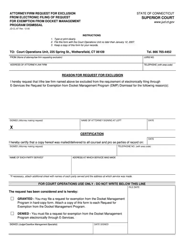 request exclusion Preview on Page 1