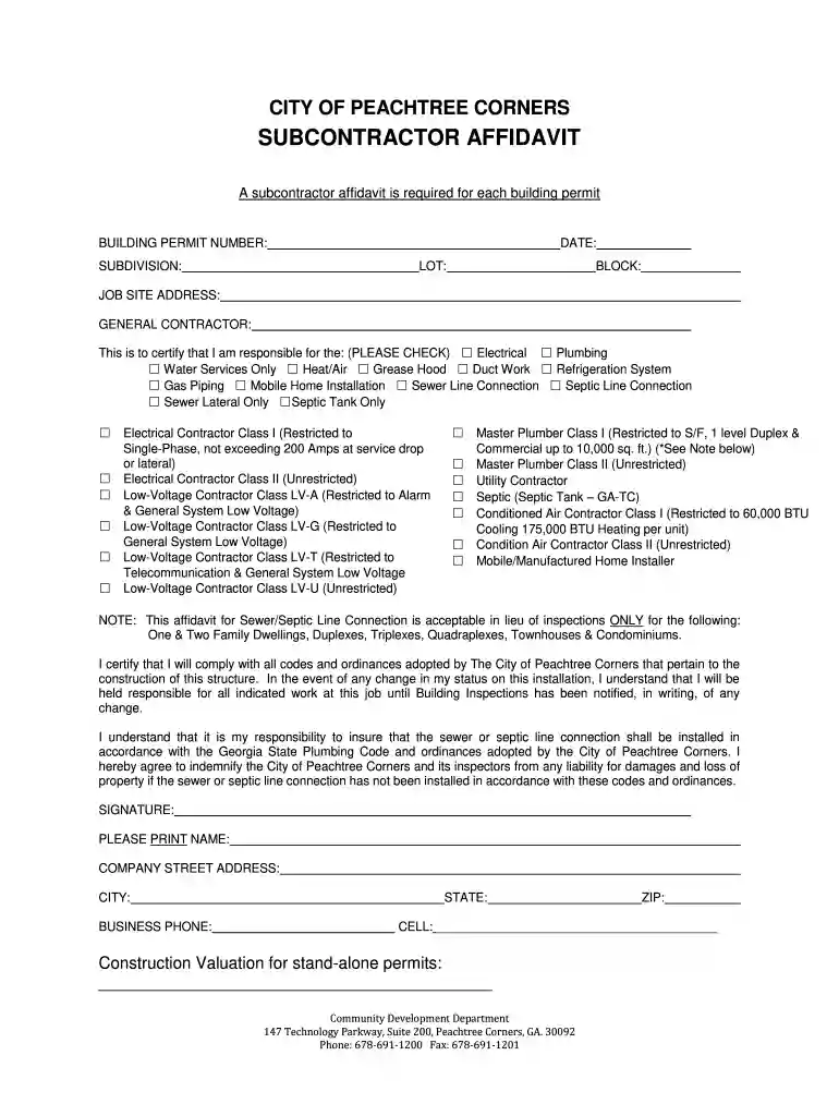 subcontractor affidavit Preview on Page 1