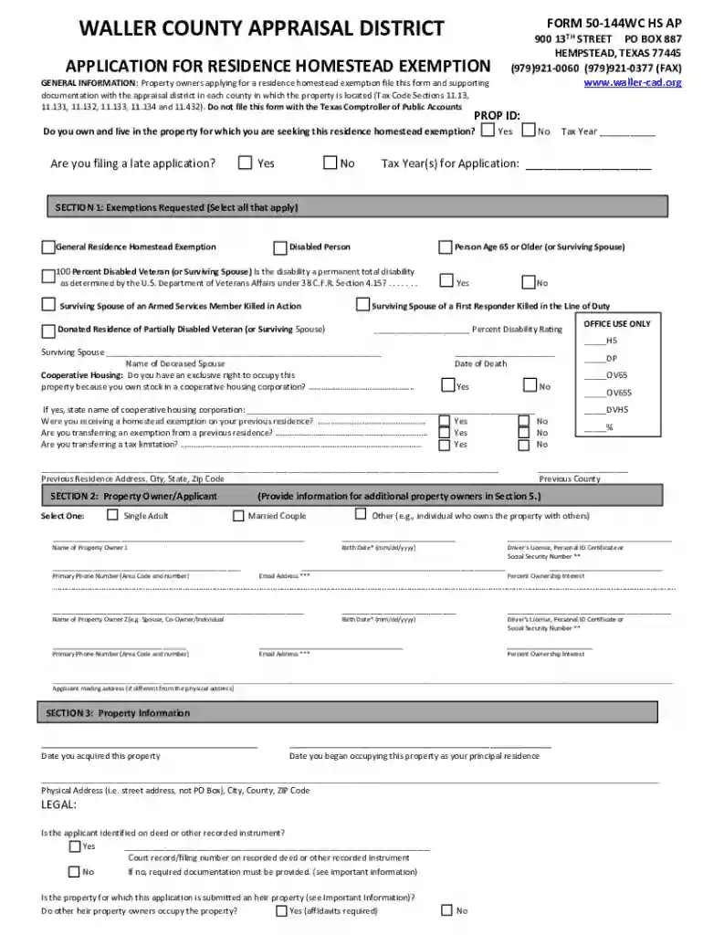 texas homestead exemption county Preview on Page 1