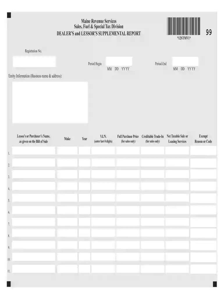 maine dealers supplemental form Preview on Page 1