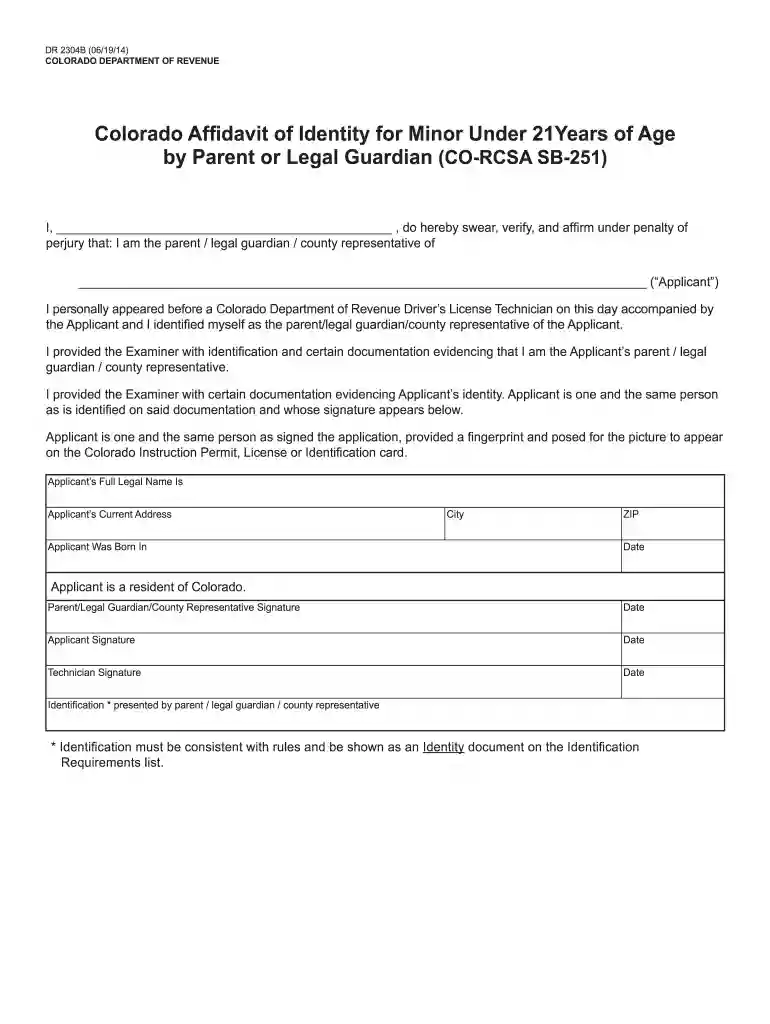 affidavit of identity colorado Preview on Page 1