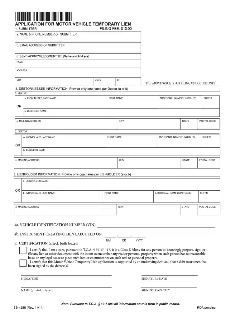 tennessee dmv lien check Preview on Page 1