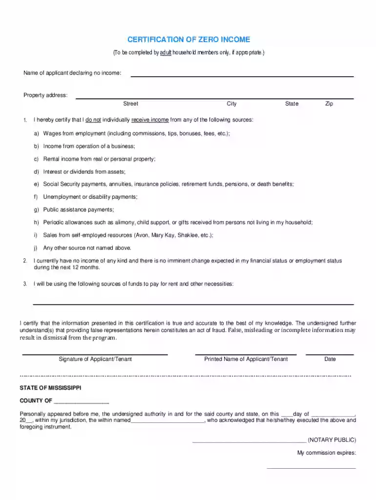 Certification of Zero IncomeSpectrum Enterprises Preview on Page 1