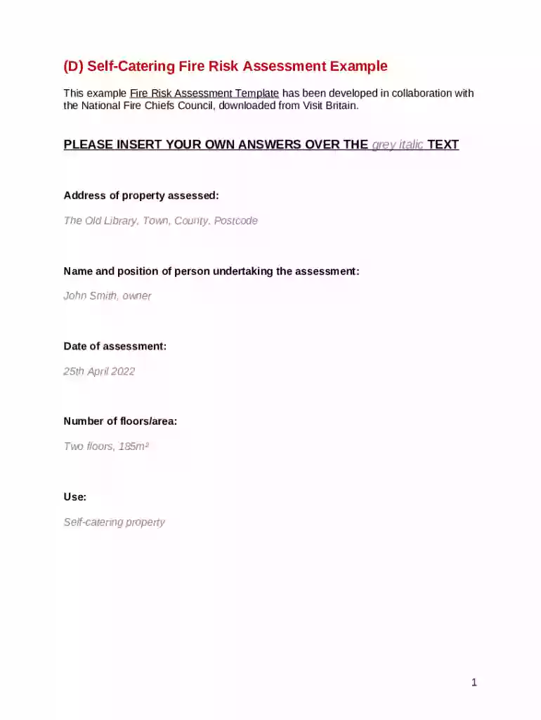 uk fire risk assessment Preview on Page 1