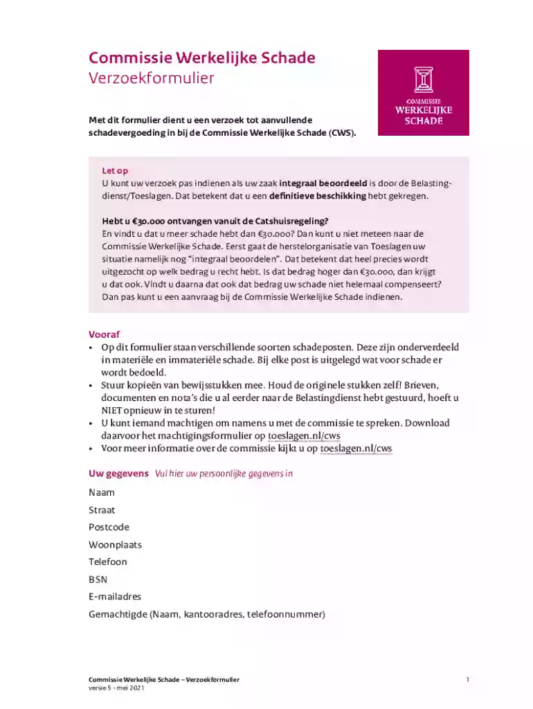 Veelgestelde vragen over de Commissie Werkelijke Schade Preview on Page 1