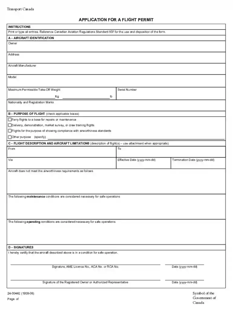 Standard 507 - Flight Authority and Certificate of Noise Preview on Page 1