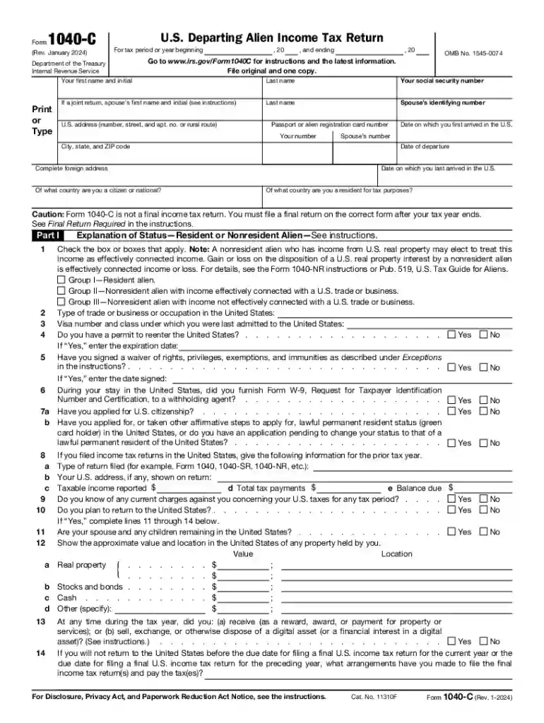 1040c form Preview on Page 1